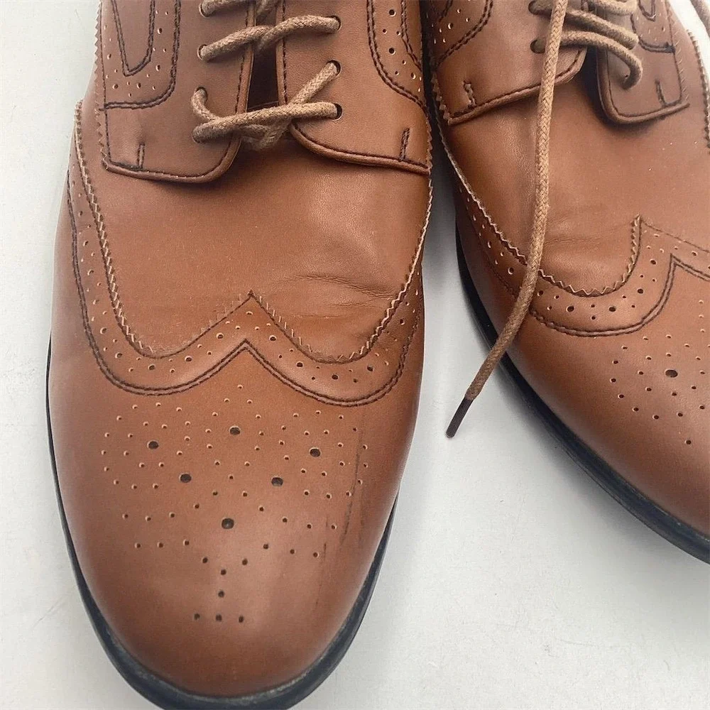 Perry Ellis Portfolio Men's Brown Oxford Dress Shoes‎ Size 10 Wingtip